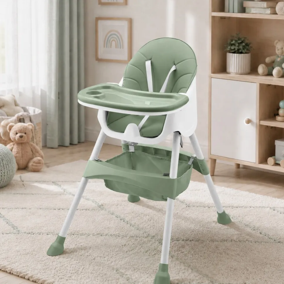 Baby Vivo Design 2in1 Kinderhochstuhl - Oscar in Grün