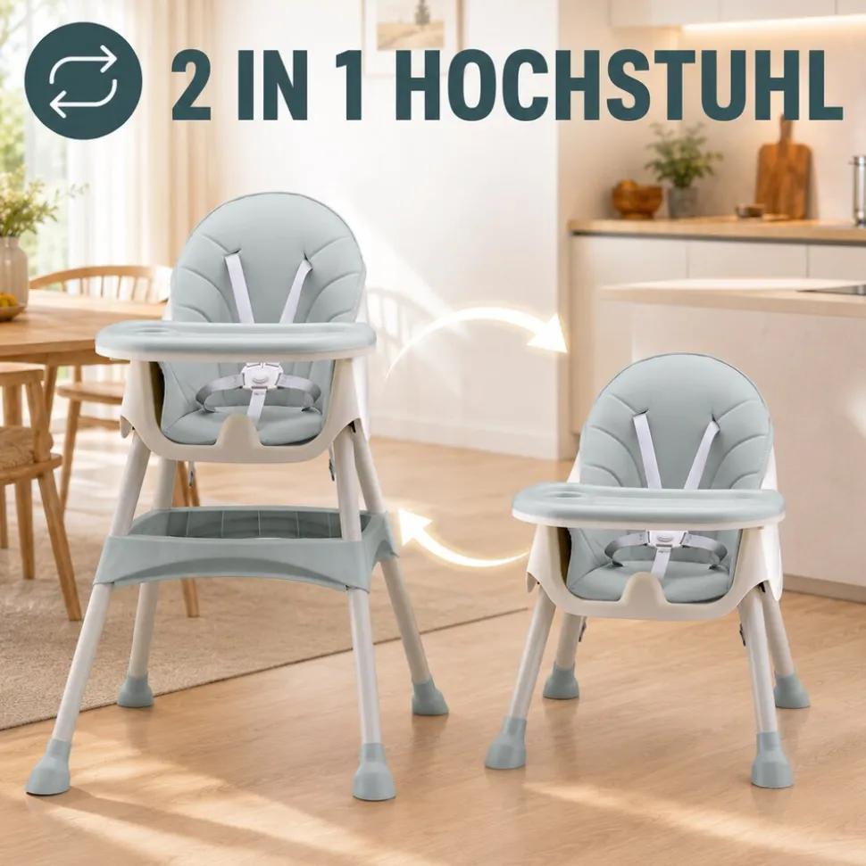 Baby Vivo Design 2in1 Kinderhochstuhl - Oscar Türkis