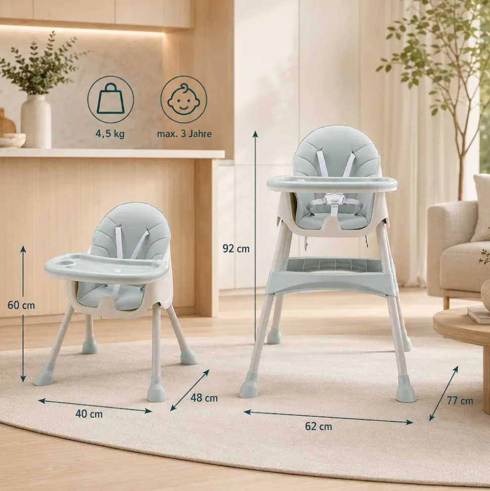 Baby Vivo Design 2in1 Kinderhochstuhl - Oscar Türkis