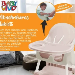 Baby Vivo Design 2in1 Kinderhochstuhl - Oscar in Pink
