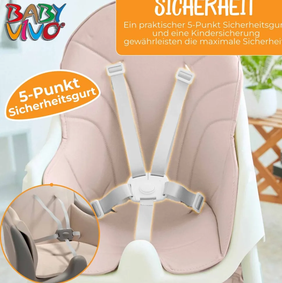 Baby Vivo Design 2in1 Kinderhochstuhl - Oscar in Pink