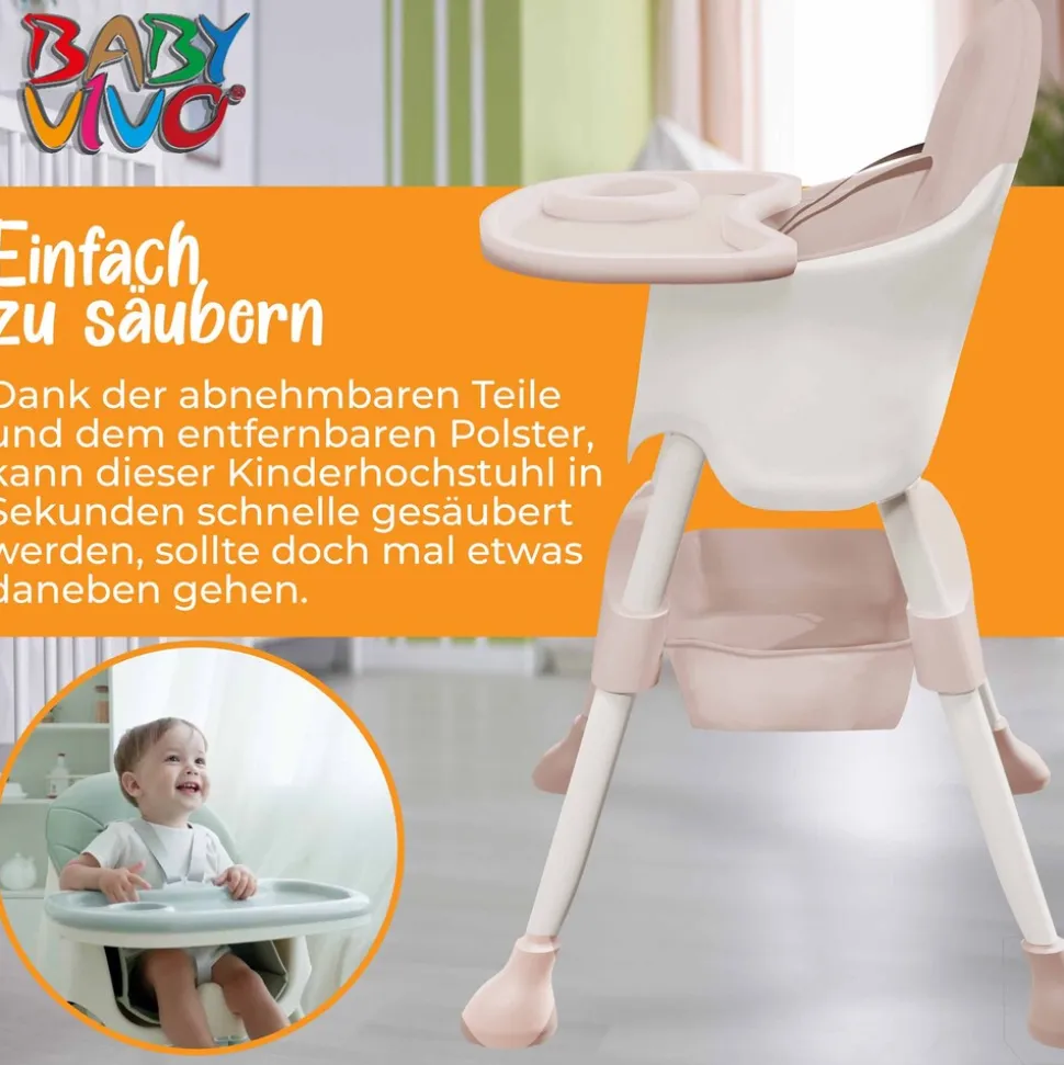 Baby Vivo Design 2in1 Kinderhochstuhl - Oscar in Pink