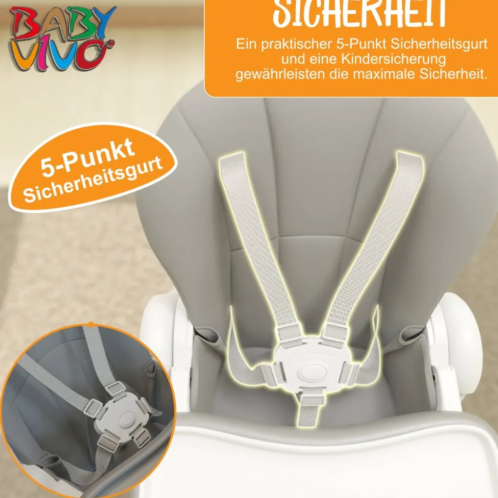 Baby Vivo Design Kinderhochstuhl aus Kunststoff - Tippy in Stardust