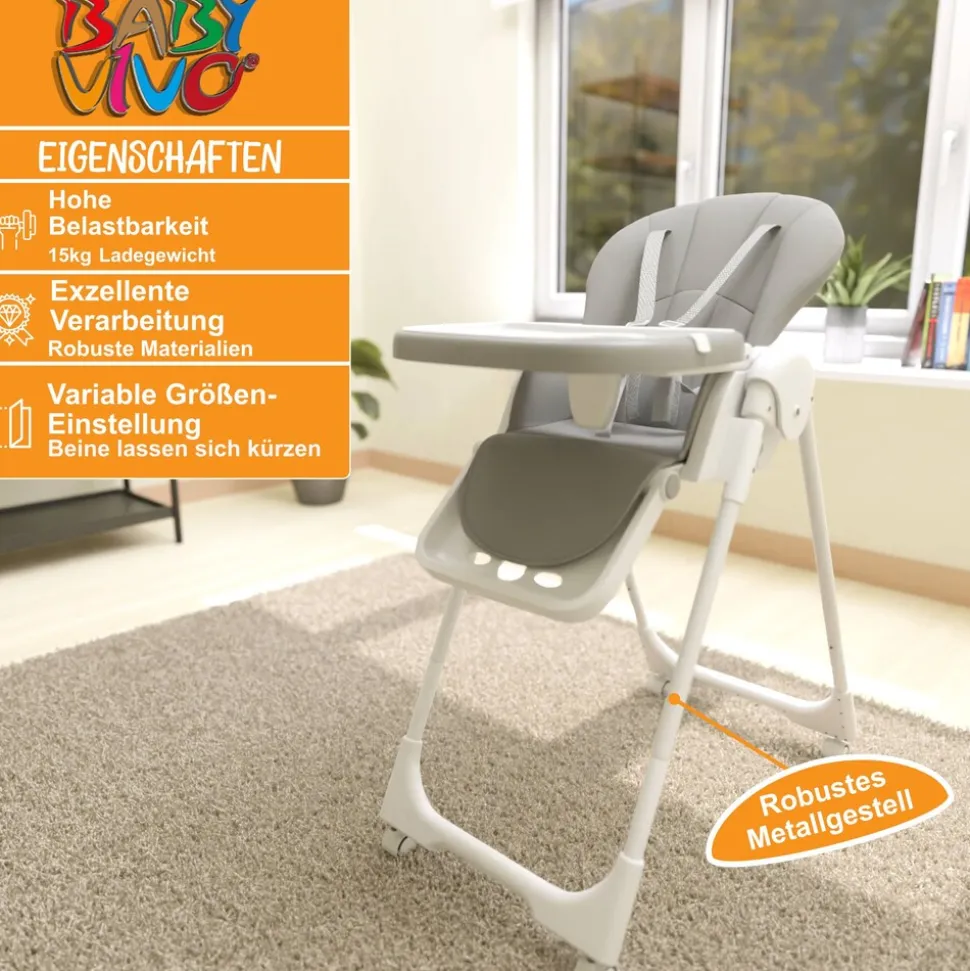 Baby Vivo Design Kinderhochstuhl aus Kunststoff - Tippy in Stardust