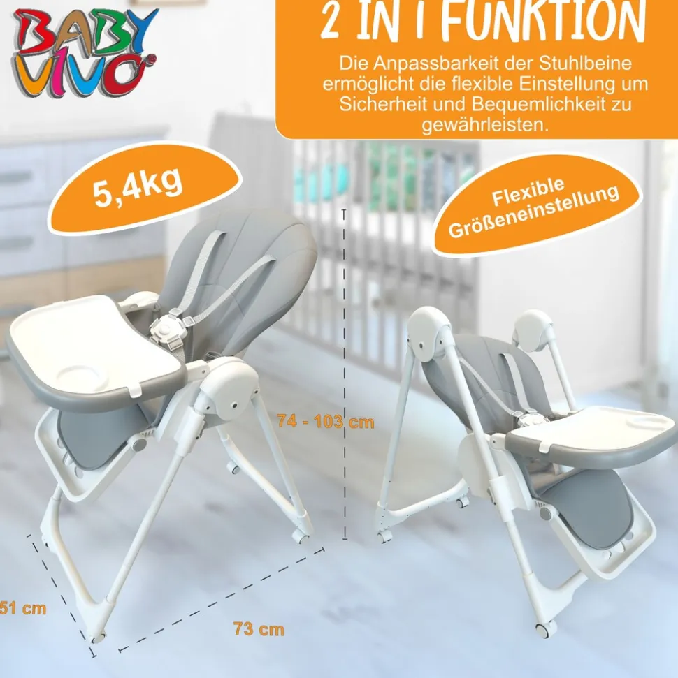 Baby Vivo Design Kinderhochstuhl aus Kunststoff - Tippy in Stardust
