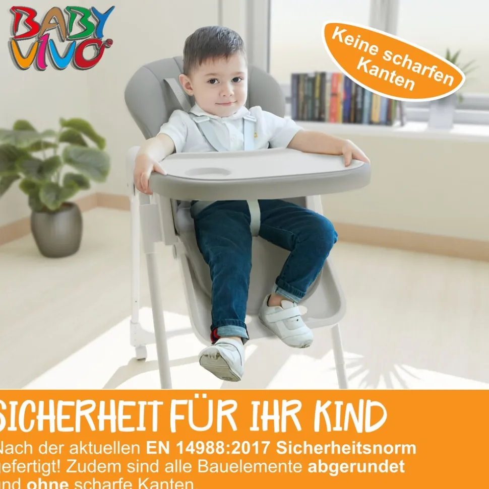 Baby Vivo Design Kinderhochstuhl aus Kunststoff - Tippy in Stardust