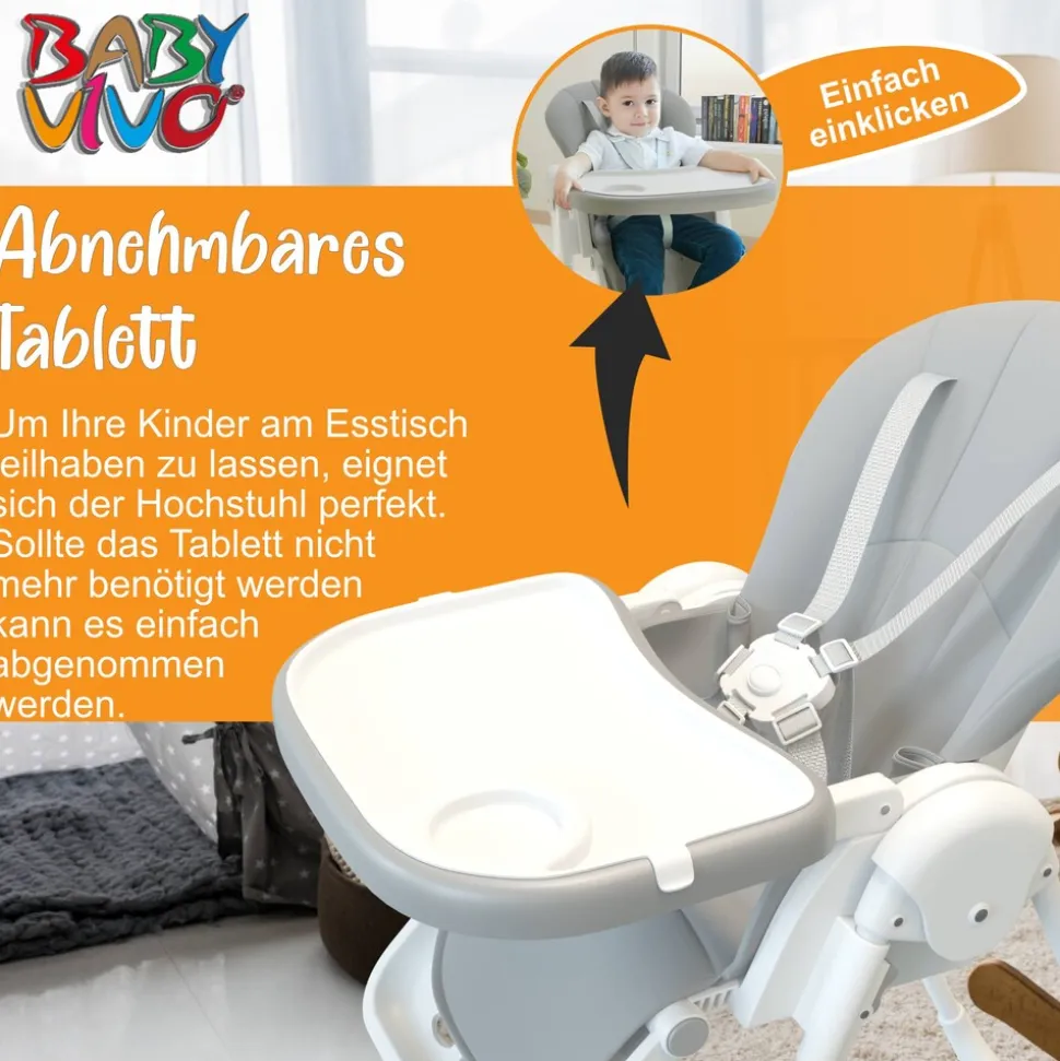 Baby Vivo Design Kinderhochstuhl aus Kunststoff - Tippy in Stardust
