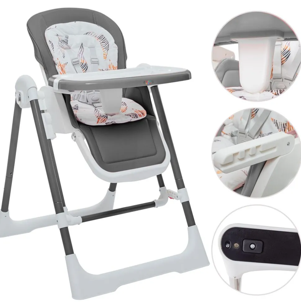 Baby Vivo 3in1 Kinderhochstuhl / Babywippe höhenverstellbar für Kinder - Lulu in Grau