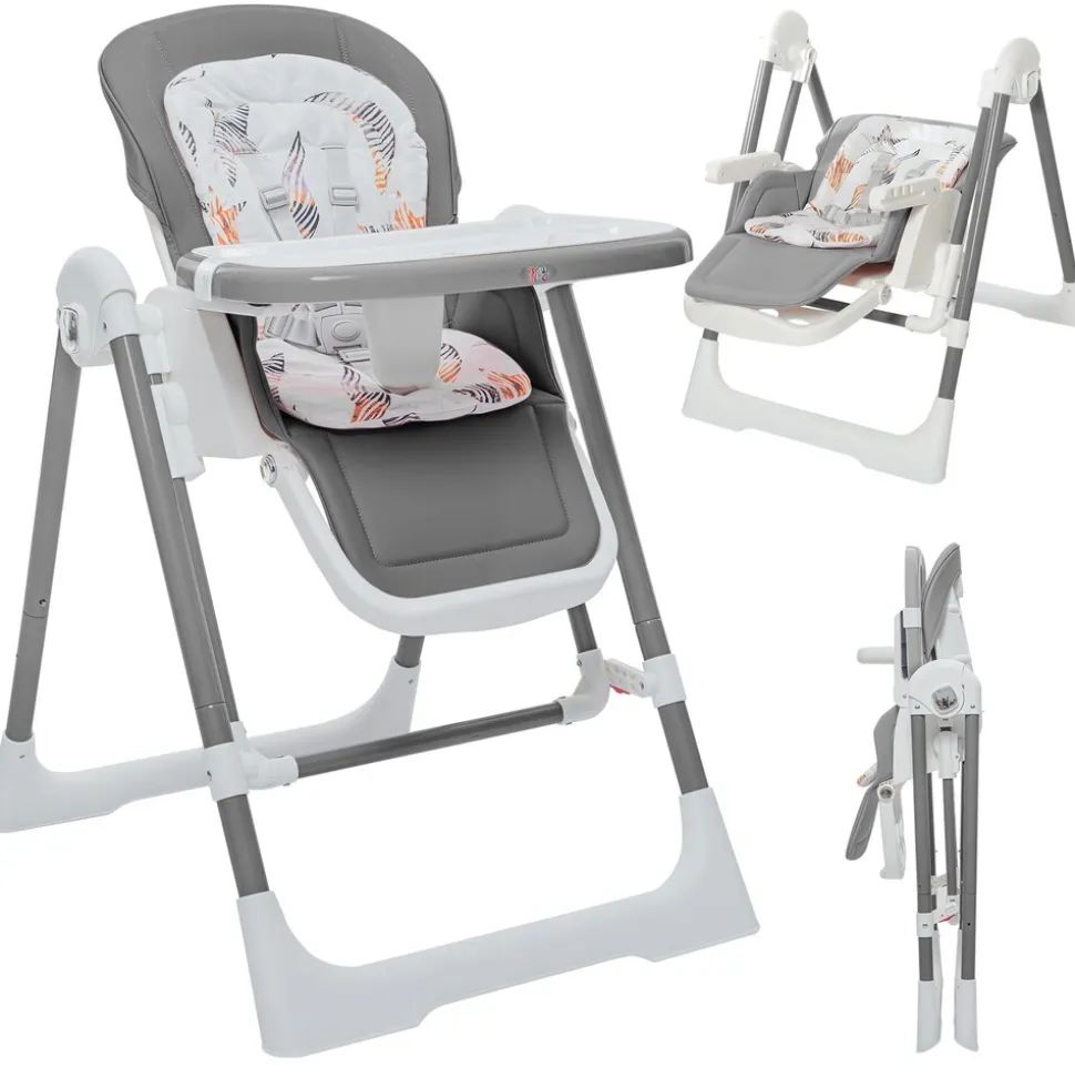Baby Vivo 3in1 Kinderhochstuhl / Babywippe höhenverstellbar für Kinder - Lulu in Grau