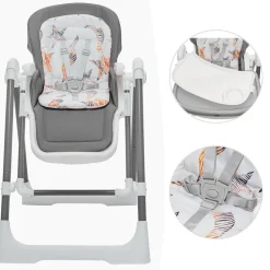 Baby Vivo 3in1 Kinderhochstuhl / Babywippe höhenverstellbar für Kinder - Lulu in Grau