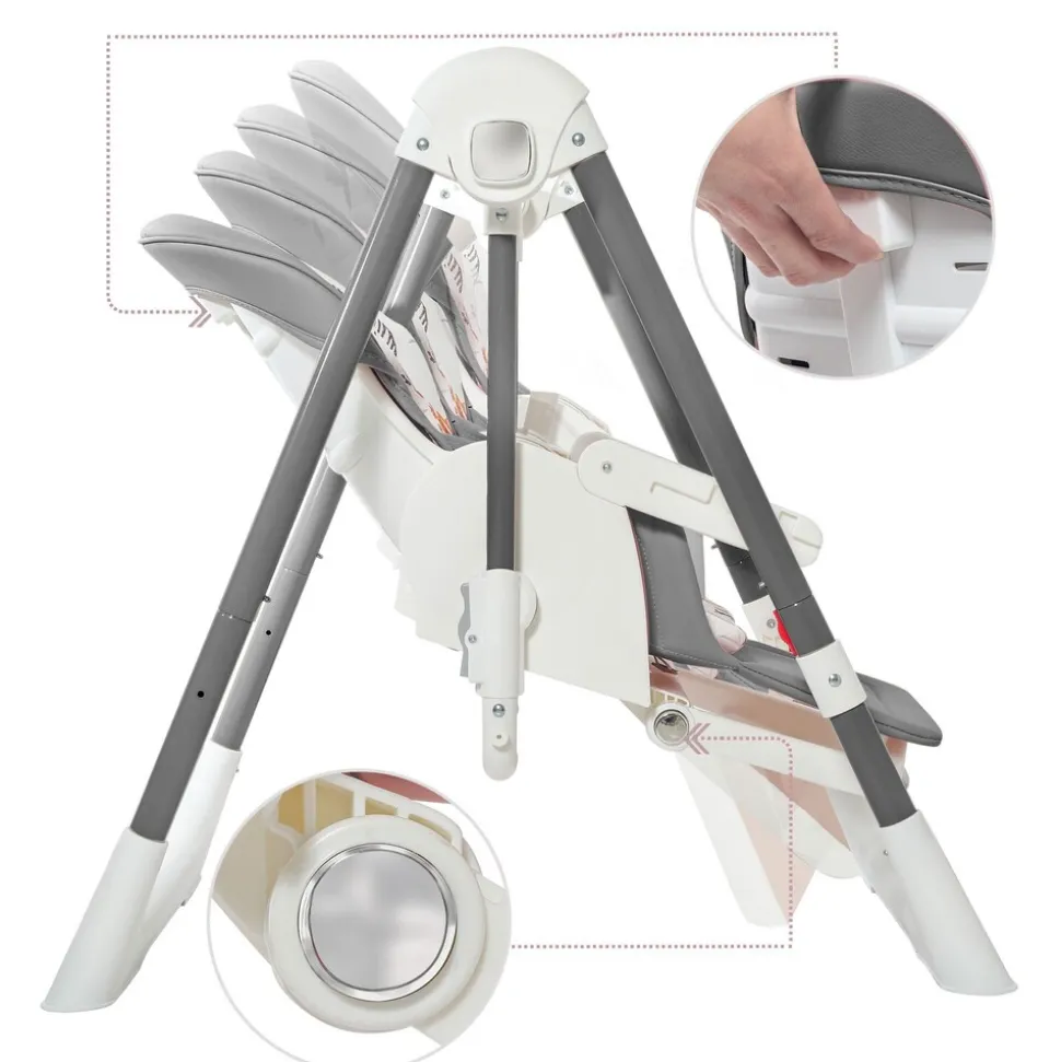 Baby Vivo 3in1 Kinderhochstuhl / Babywippe höhenverstellbar für Kinder - Lulu in Grau