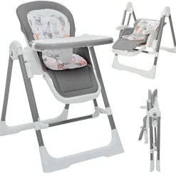 Baby Vivo 3in1 Kinderhochstuhl / Babywippe höhenverstellbar für Kinder - Lulu in Grau