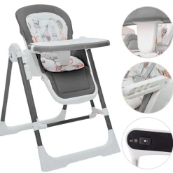 Baby Vivo 3in1 Kinderhochstuhl / Babywippe höhenverstellbar für Kinder - Lulu in Grau