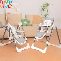 Baby Vivo 3in1 Kinderhochstuhl / Babywippe höhenverstellbar für Kinder - Lulu in Grau