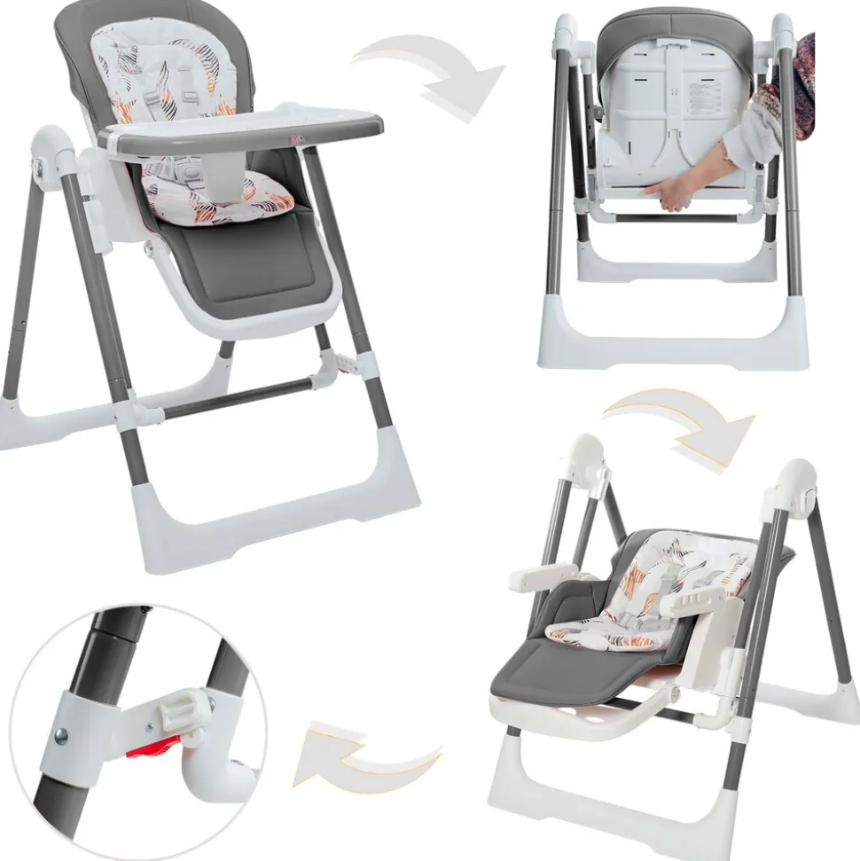 Baby Vivo 3in1 Kinderhochstuhl / Babywippe höhenverstellbar für Kinder - Lulu in Grau