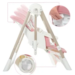 Baby Vivo 3in1 Kinderhochstuhl / Babywippe höhenverstellbar für Kinder - Lulu in Rosa