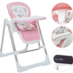 Baby Vivo 3in1 Kinderhochstuhl / Babywippe höhenverstellbar für Kinder - Lulu in Rosa