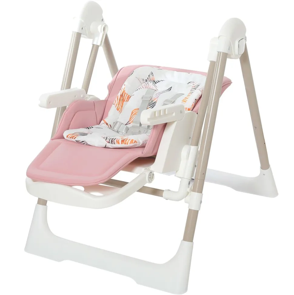 Baby Vivo 3in1 Kinderhochstuhl / Babywippe höhenverstellbar für Kinder - Lulu in Rosa