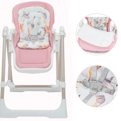 Baby Vivo 3in1 Kinderhochstuhl / Babywippe höhenverstellbar für Kinder - Lulu in Rosa
