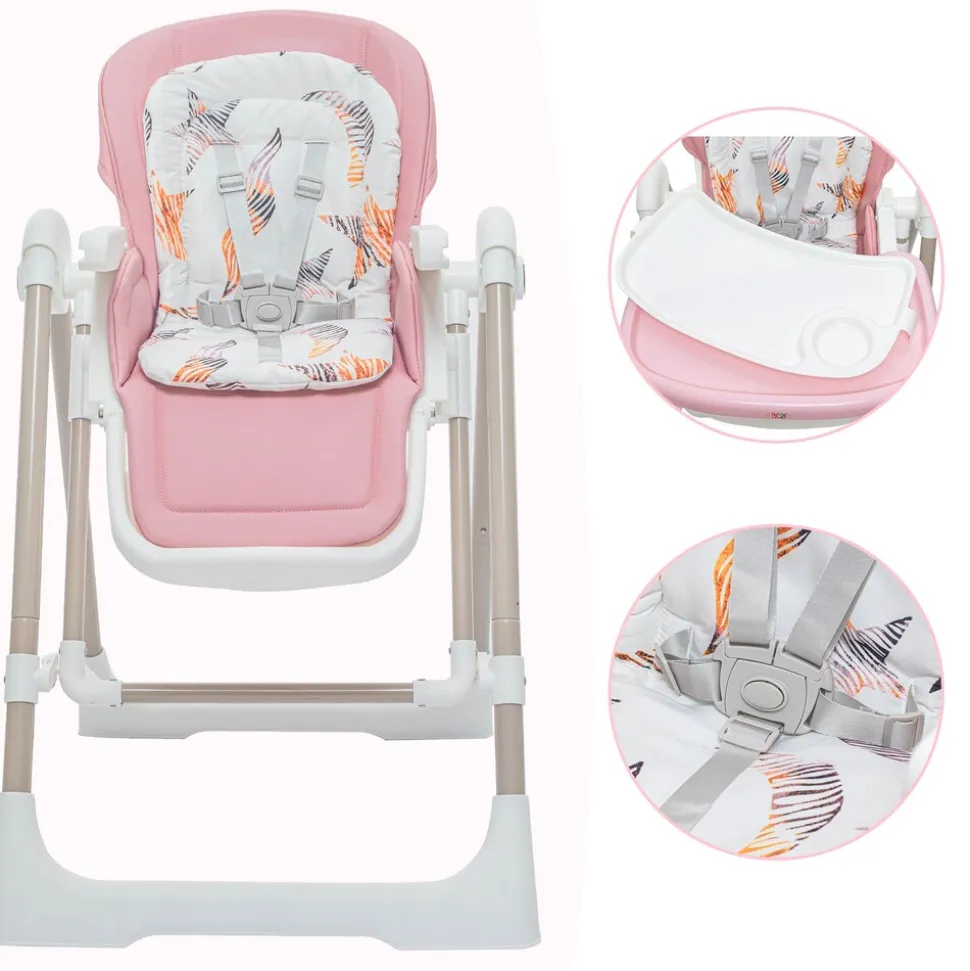 Baby Vivo 3in1 Kinderhochstuhl / Babywippe höhenverstellbar für Kinder - Lulu in Rosa