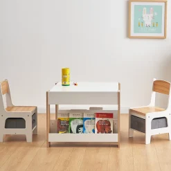Baby Vivo Kindersitzgruppe mit multifunktionalem Tisch und 2 Stühlen aus Holz - Mia