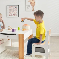 Baby Vivo Kindersitzgruppe mit multifunktionalem Tisch und 2 Stühlen aus Holz - Mia