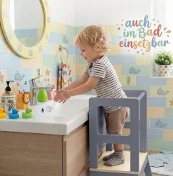 Baby Vivo Lernturm aus Holz - Mit Tafel in Grau