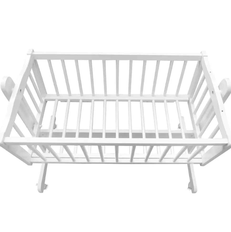 Baby Wiege Kinder Bett Stubenwagen Beistellbett + 9 tlg. Zubehör Weiß / Beige