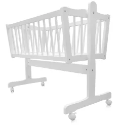 Baby Wiege Kinder Bett Stubenwagen Beistellbett + 9 tlg. Zubehör Weiß Grau