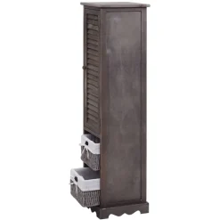 Badezimmerkommode MCW-H20, Badezimmer Schrank Badschrank Badregal, 120x27x29cm Massiv-Holz ~ shabby grau-braun