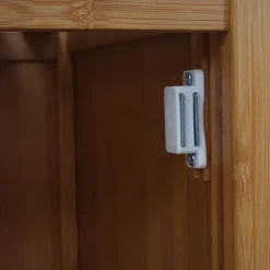 Badezimmerset MCW-B18, Komplett Badezimmer Badmöbel Badset Badschrank mit Tür, Bambus