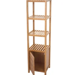 Badezimmerset MCW-B18, Komplett Badezimmer Badmöbel Badset Badschrank mit Tür, Bambus