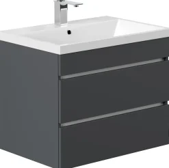 Badmöbel Fellini 70 SoftClose eiche gold mit grifflosen Schubladen