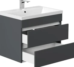 Badmöbel Fellini 70 SoftClose eiche gold mit grifflosen Schubladen