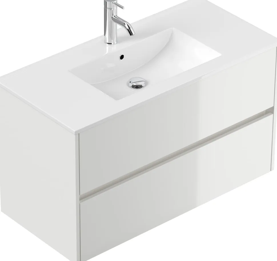 Badmöbel Limes & Waschtisch 100 cm 2 Greifraum SoftClose Auszüge Grafit