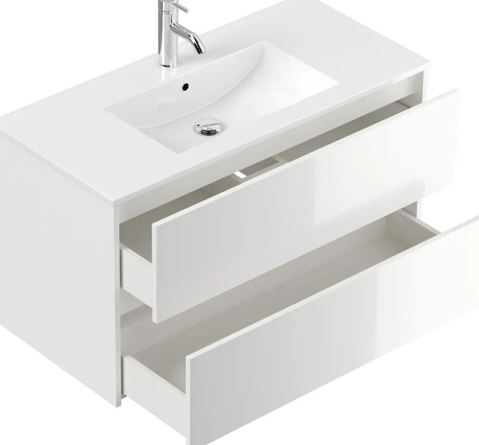 Badmöbel Limes & Waschtisch 100 cm 2 Greifraum SoftClose Auszüge Grafit