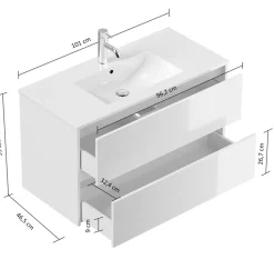 Badmöbel Limes & Waschtisch 100 cm 2 Greifraum SoftClose Auszüge Grafit