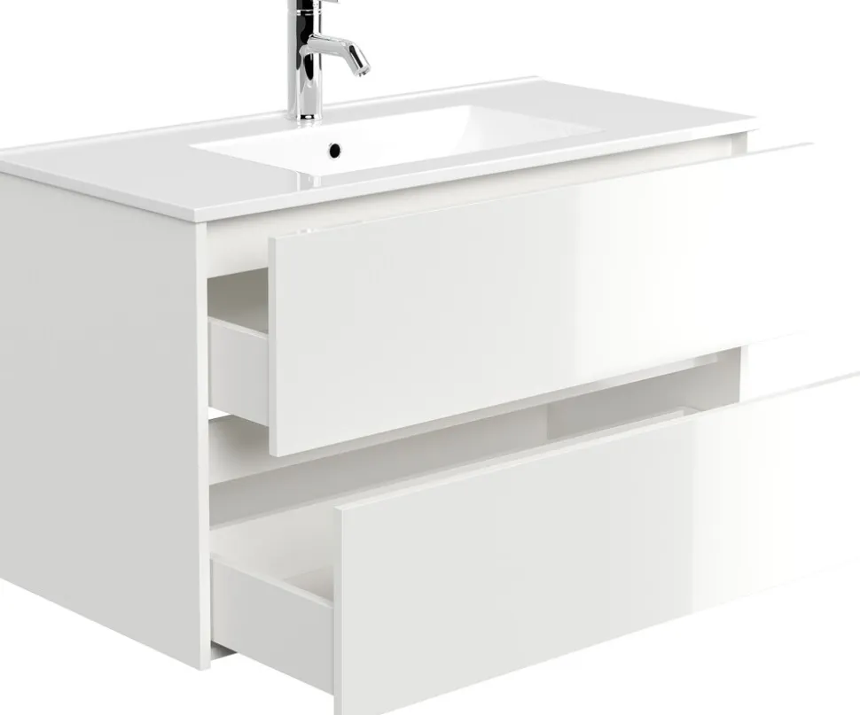 Badmöbel Limes & Waschtisch 100 cm 2 Greifraum SoftClose Auszüge Grafit
