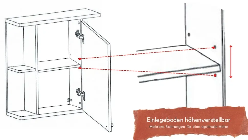 Badmöbel Spiegelschrank Badschrank mit Ablagen Sonoma