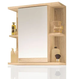 Badmöbel Spiegelschrank Badschrank mit Ablagen Sonoma