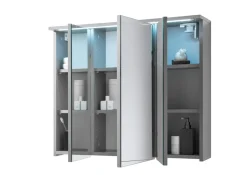 Badmöbel Spiegelschrank DUO 100 mit LED Beleuchtung Grau