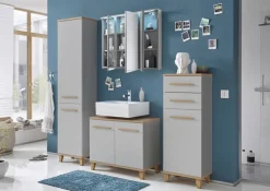 Badmöbel Spiegelschrank DUO 100 mit LED Beleuchtung Grau