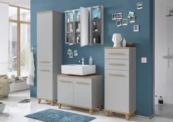 Badmöbel Spiegelschrank DUO 100 mit LED Beleuchtung Grau