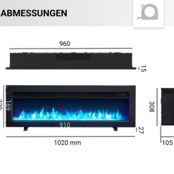 BALDERIA Elektrokamin Agnes 40 - Stand, Wand, Einbau, Heizung 1800 W