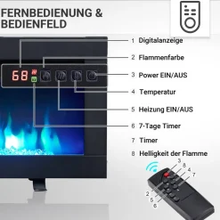 BALDERIA Elektrokamin Agnes 40 - Stand, Wand, Einbau, Heizung 1800 W