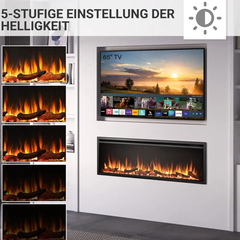 BALDERIA Elektrokamin Atalanta 60 - Einbaukamin mit Heizung 1500 W