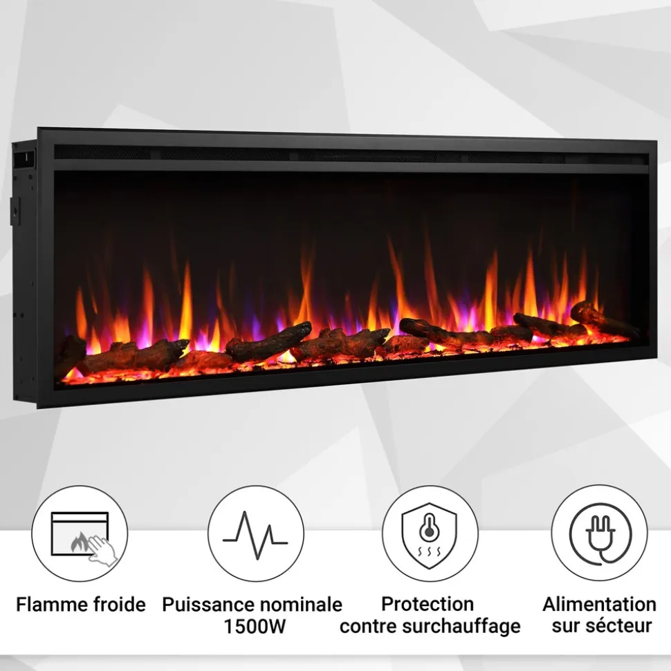 BALDERIA Elektrokamin Atalanta 60 - Einbaukamin mit Heizung 1500 W