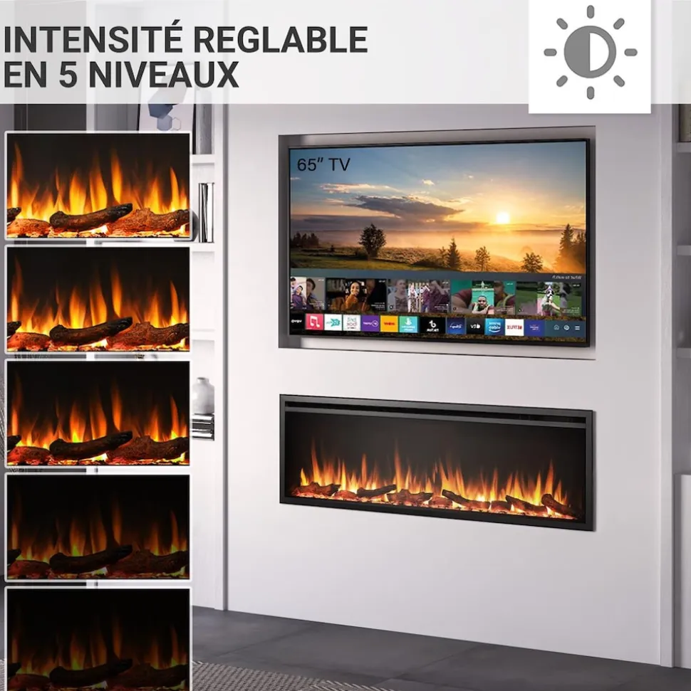 BALDERIA Elektrokamin Atalanta 60 - Einbaukamin mit Heizung 1500 W