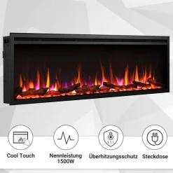 BALDERIA Elektrokamin Atalanta 60 - Einbaukamin mit Heizung 1500 W
