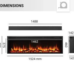BALDERIA Elektrokamin Atalanta 60 - Einbaukamin mit Heizung 1500 W